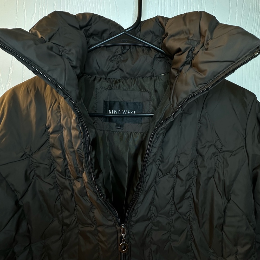 Nine West black puffer winter coat jacket full zip women’s small zipper‎ pockets - Picture 4 of 8